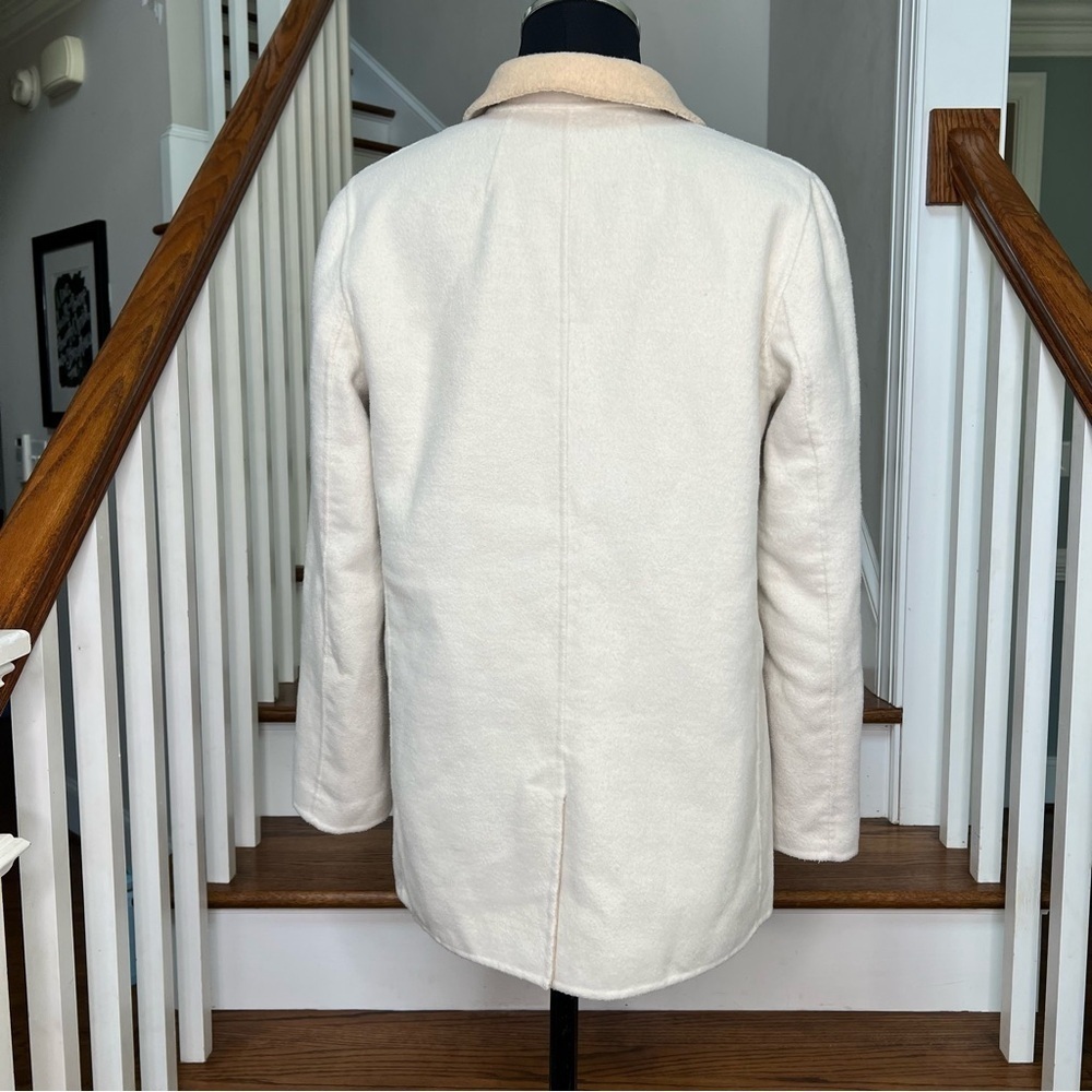 J.Crew Double Face Wool Blend Blazer Coat Ivory Tan Preppy Classic Size 2 - Picture 3 of 11